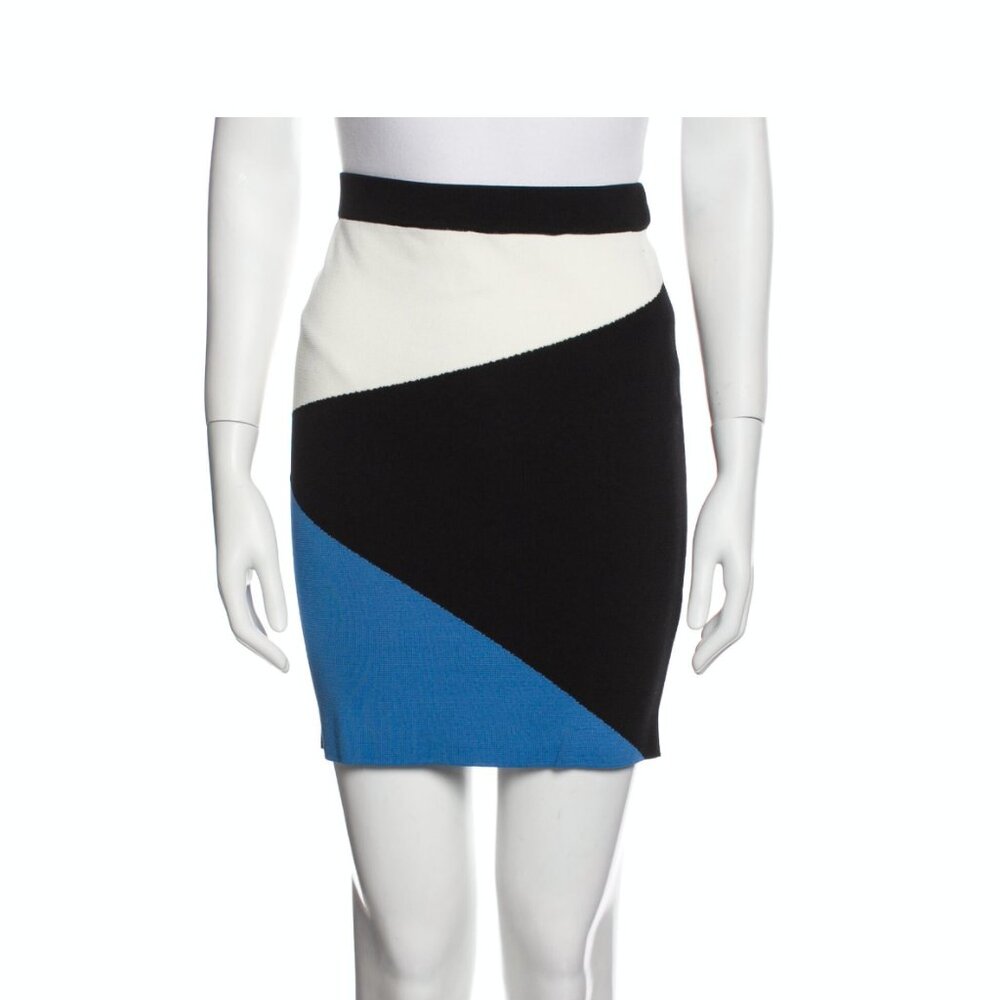 Ronny Kobo Colorblock Pattern Mini Skirt, L